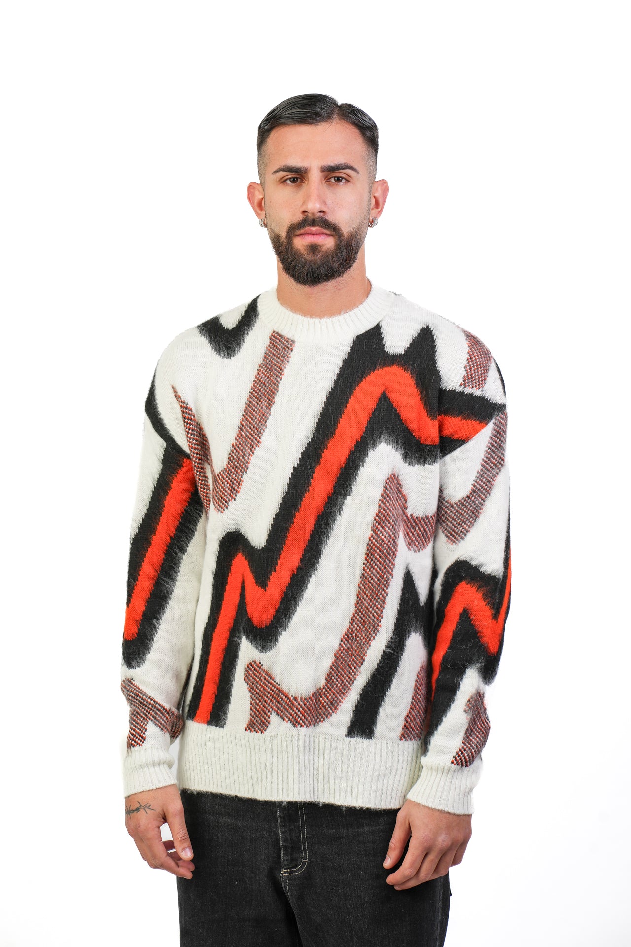 Maglione Boxy Fantasy Bianco e Arancio