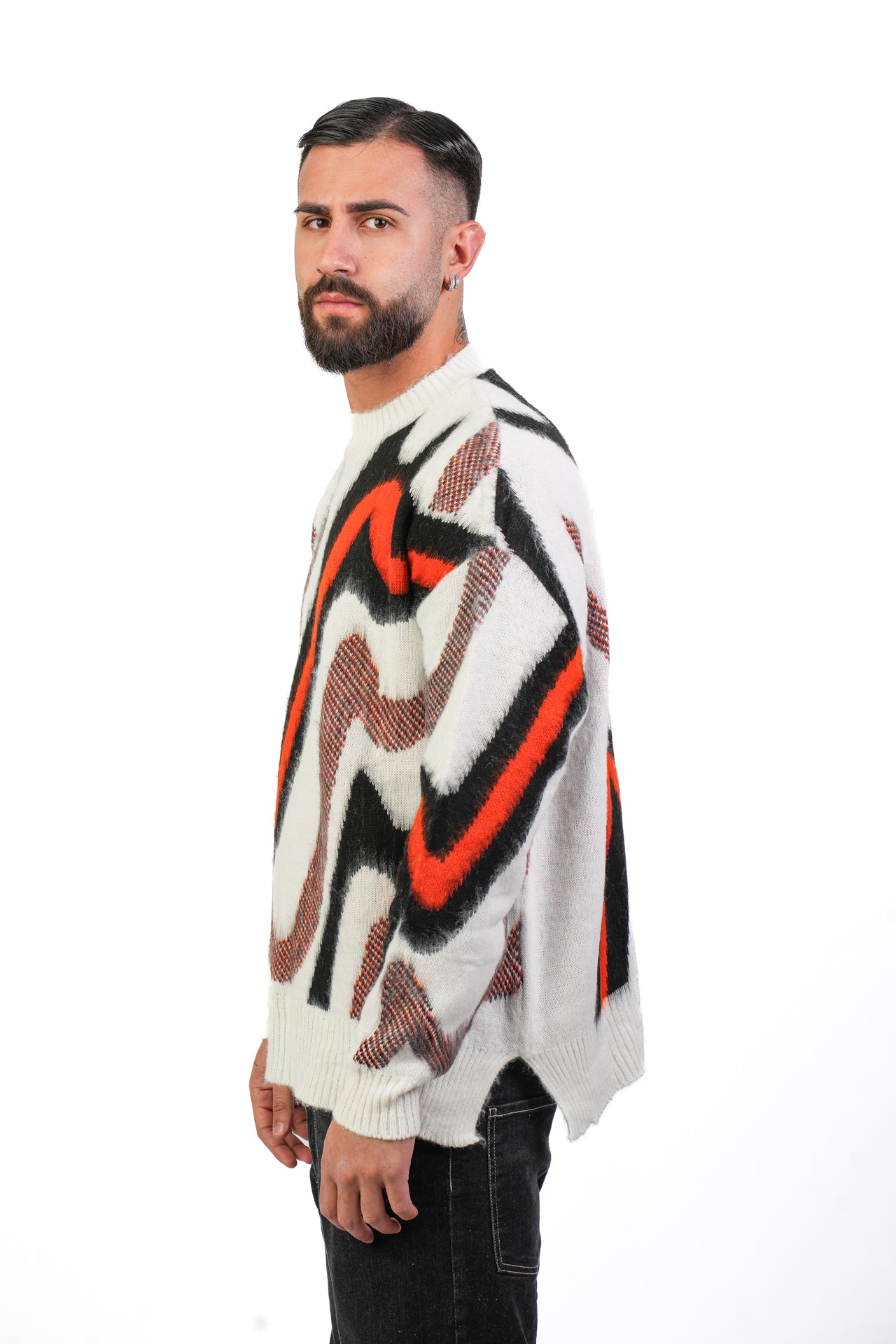 Maglione Boxy Fantasy Bianco e Arancio