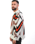 Maglione Boxy Fantasy Bianco e Arancio