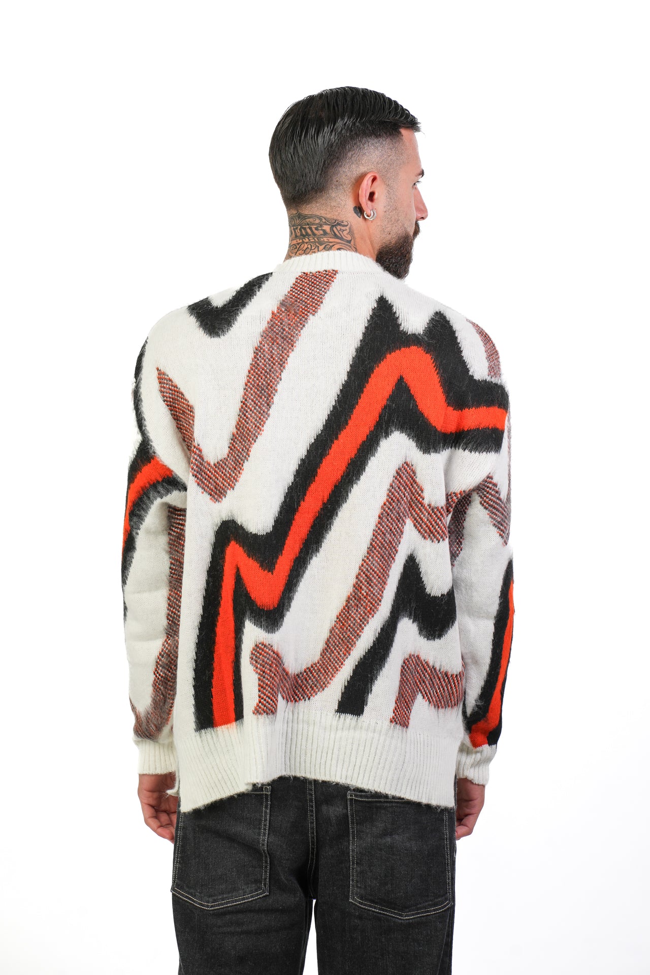 Maglione Boxy Fantasy Bianco e Arancio