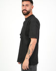 T-Shirt Doppio Collo Nera