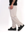 Pantalone Fondo Largo Con Spacchetto Beige