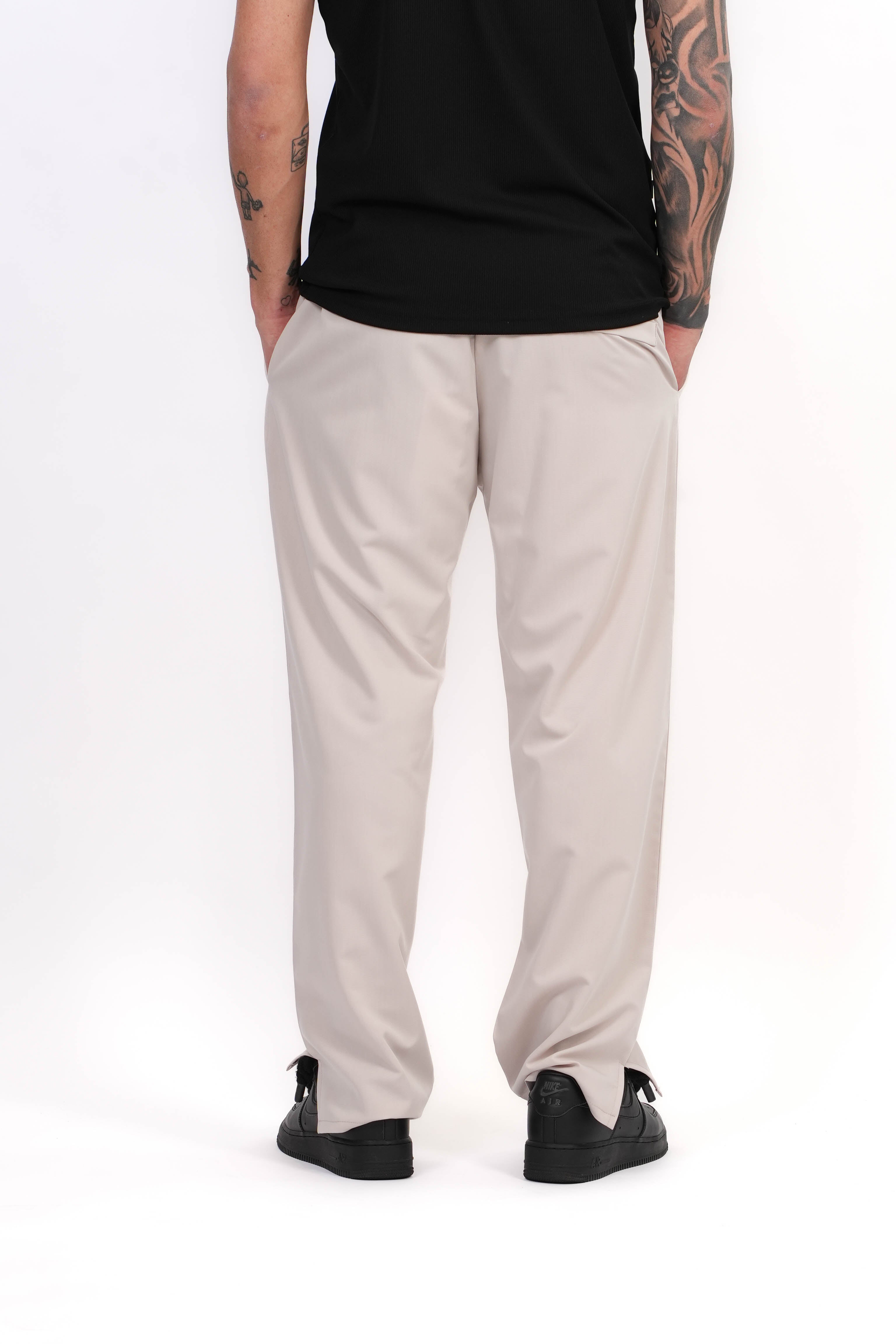 Pantalone Fondo Largo Con Spacchetto Beige