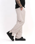 Pantalone Fondo Largo Con Spacchetto Beige