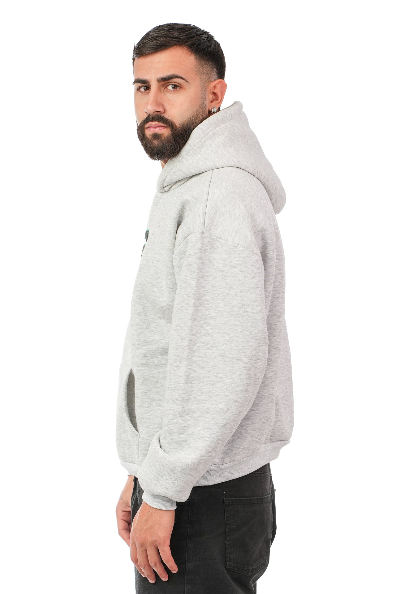 Hoodie Ricamata PD Grigio Chiaro