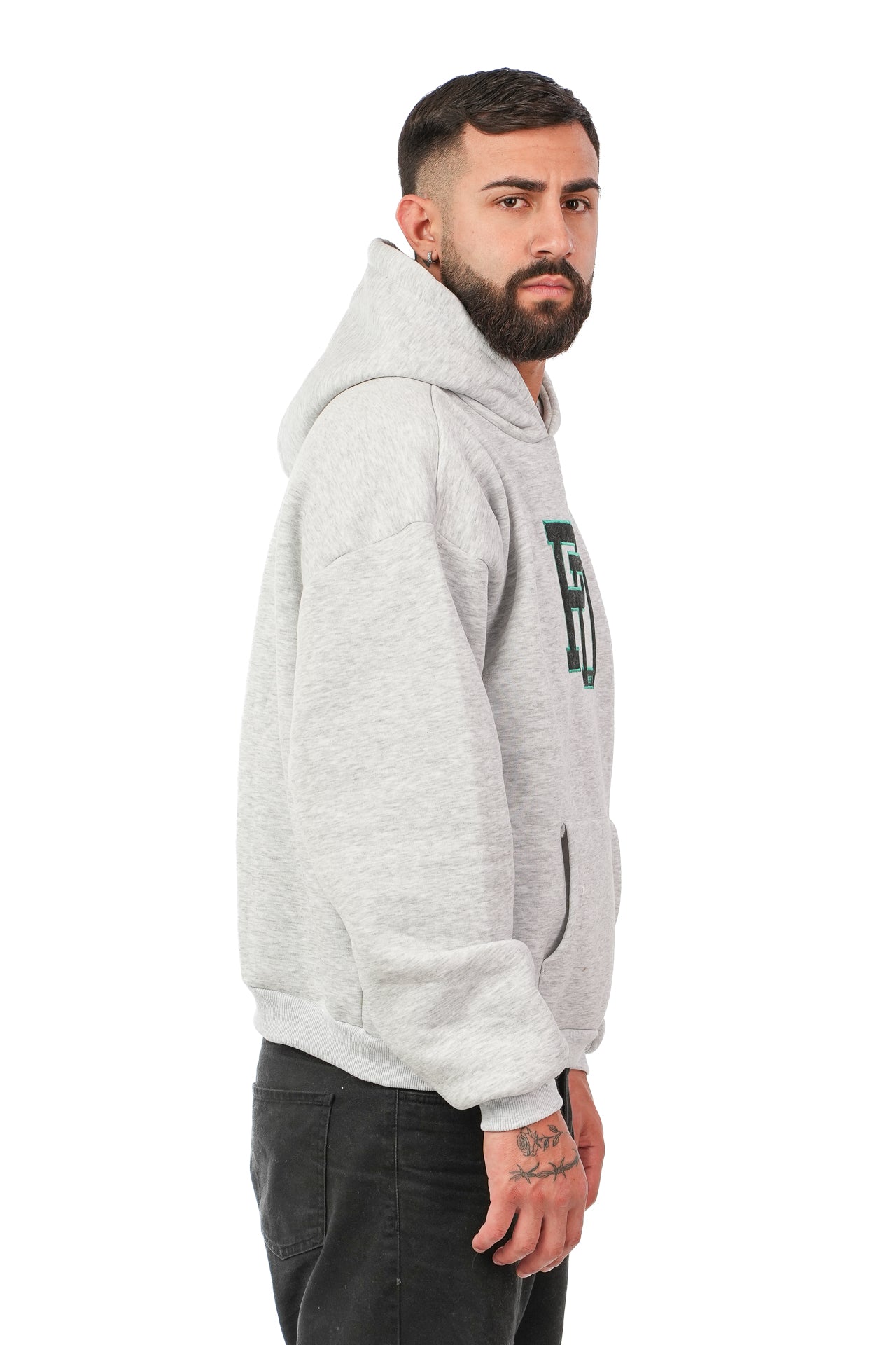 Hoodie Ricamata PD Grigio Chiaro